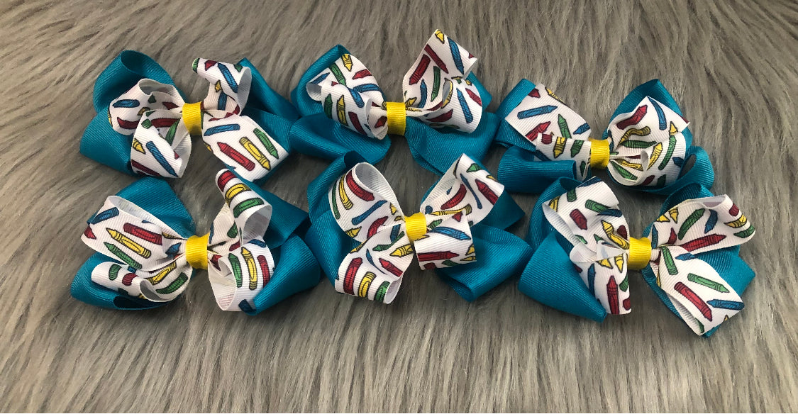 Crayon Back to School Bow