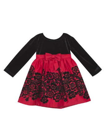 Red and Black Glitter Lace Dress