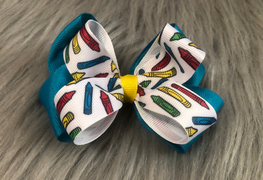 Crayon Back to School Bow