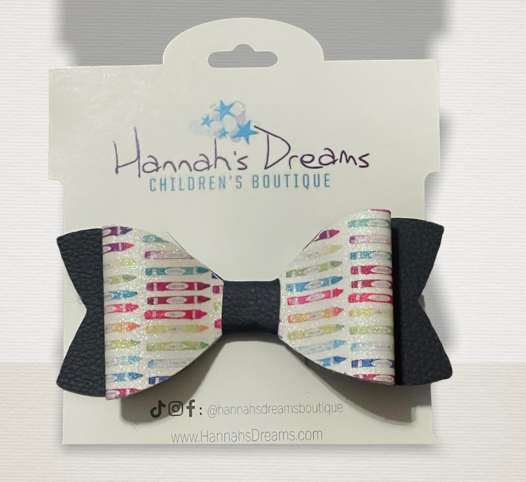 Colored Pencils Back to School Leather Bows