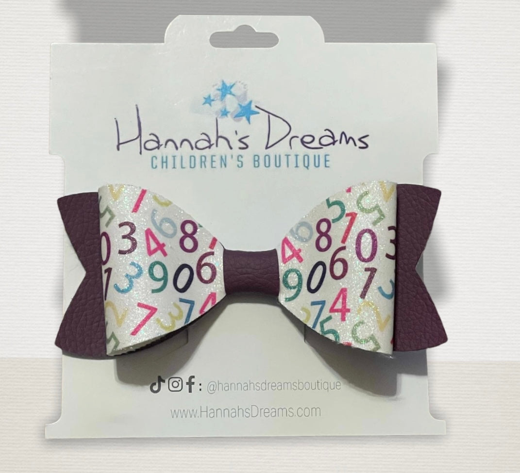 Numbers Back to School Leather Bows